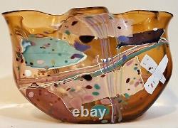 Abstract Art Glass Fluted Handkerchief Vase by Stephen Rich Nelson Hand Signed