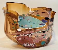 Abstract Art Glass Fluted Handkerchief Vase by Stephen Rich Nelson Hand Signed