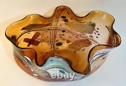 Abstract Art Glass Fluted Handkerchief Vase by Stephen Rich Nelson Hand Signed