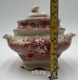 Adams Staffordshire GAZELLE Sugar Bowl With Lid. Pink