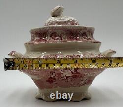 Adams Staffordshire GAZELLE Sugar Bowl With Lid. Pink