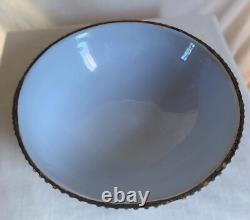 Aldo Londi for Bitossi, 1950 Italian ceramic bowl. Pale blue and primitive. 10.5