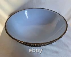 Aldo Londi for Bitossi, 1950 Italian ceramic bowl. Pale blue and primitive. 10.5