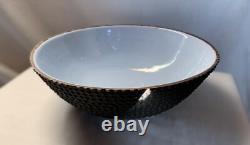 Aldo Londi for Bitossi, 1950 Italian ceramic bowl. Pale blue and primitive. 10.5