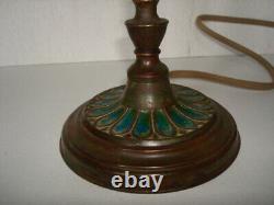All Original Signed Tiffany Studios Base And Favrile Decorated Art Glass Shade
