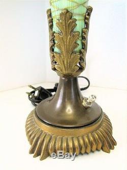 Amazing Durand Art Glass Threading Pulled Feather Trumpet Touchier Lamp