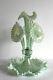 Amazing Fenton Art Glass Carnival Green Mist 4 Horn Epergne