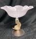 Amazing SALVIATI Murano Latticino Dolphin Compote Venetian Art Glass Tazza