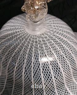 Amazing SALVIATI Murano Latticino Dolphin Compote Venetian Art Glass Tazza