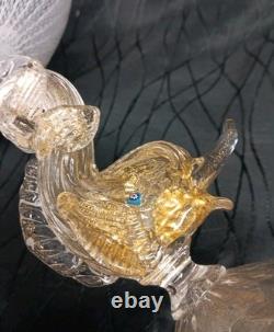 Amazing SALVIATI Murano Latticino Dolphin Compote Venetian Art Glass Tazza