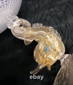 Amazing SALVIATI Murano Latticino Dolphin Compote Venetian Art Glass Tazza