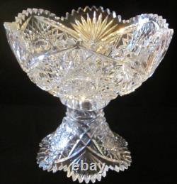 American Brilliant 9x 9 Cut Glass Egg Nog/Punch Bowl 2 Piece Set LOVELY