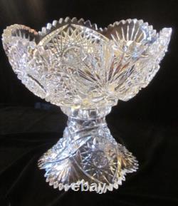 American Brilliant 9x 9 Cut Glass Egg Nog/Punch Bowl 2 Piece Set LOVELY