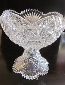 American Brilliant 9x 9 Cut Glass Egg Nog/Punch Bowl 2 Piece Set LOVELY