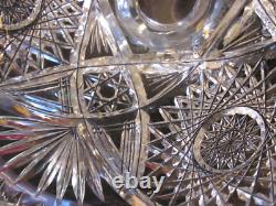American Brilliant 9x 9 Cut Glass Egg Nog/Punch Bowl 2 Piece Set LOVELY