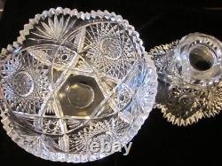 American Brilliant 9x 9 Cut Glass Egg Nog/Punch Bowl 2 Piece Set LOVELY