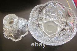 American Brilliant 9x 9 Cut Glass Egg Nog/Punch Bowl 2 Piece Set LOVELY