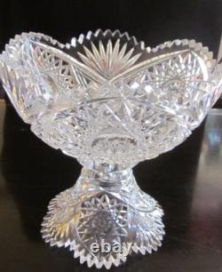 American Brilliant 9x 9 Cut Glass Egg Nog/Punch Bowl 2 Piece Set LOVELY