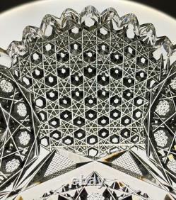 American Brilliant Clark Heroine Variant Cut Glass 8 3/4 Low Bowl