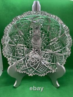American Brilliant Cut Glass (ABP) 10 Deep Cut Small &Tiny Hobstars Fruit Bowl