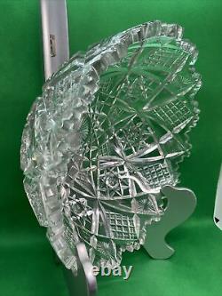 American Brilliant Cut Glass (ABP) 10 Deep Cut Small &Tiny Hobstars Fruit Bowl