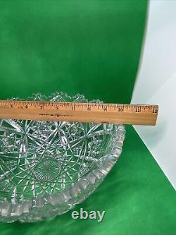 American Brilliant Cut Glass (ABP) 10 Deep Cut Small &Tiny Hobstars Fruit Bowl