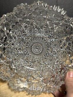 American Brilliant Cut Hunt Glass Co Punch Bowl Royal Pattern Sparkles Nice