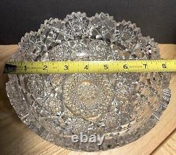 American Brilliant Cut Hunt Glass Co Punch Bowl Royal Pattern Sparkles Nice
