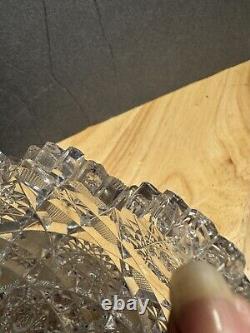 American Brilliant Cut Hunt Glass Co Punch Bowl Royal Pattern Sparkles Nice