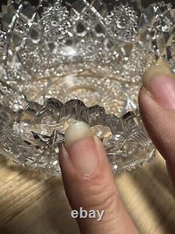 American Brilliant Cut Hunt Glass Co Punch Bowl Royal Pattern Sparkles Nice