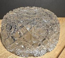 American Brilliant Cut Hunt Glass Co Punch Bowl Royal Pattern Sparkles Nice