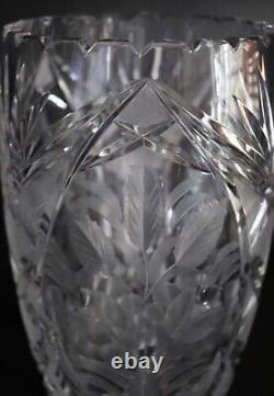 American Brilliant Intaglio Daisy Pattern Cut Glass Vase