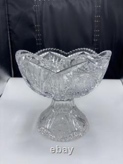 American Brilliant Period ABP Cut Glass 2 Piece Punch Bowl 12