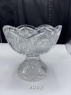American Brilliant Period ABP Cut Glass 2 Piece Punch Bowl 12