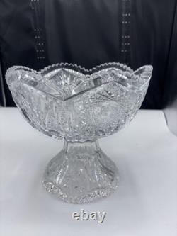 American Brilliant Period ABP Cut Glass 2 Piece Punch Bowl 12
