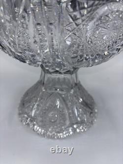American Brilliant Period ABP Cut Glass 2 Piece Punch Bowl 12