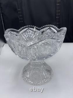 American Brilliant Period ABP Cut Glass 2 Piece Punch Bowl 12