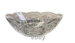 American Brilliant Period Dorflinger Cut Glass Console Bowl Star Rose Pattern