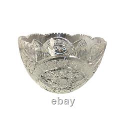 American Brilliant Period Dorflinger Cut Glass Console Bowl Star Rose Pattern