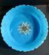 Antique 10 Bowl Blue Art Glass w Gilt And Hand Painted Floral Decoration
