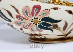 Antique 1870s Zsolnay Pecs Signed Rare Pierced Open Floral Design Bowl