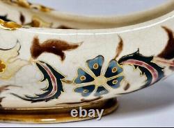 Antique 1870s Zsolnay Pecs Signed Rare Pierced Open Floral Design Bowl