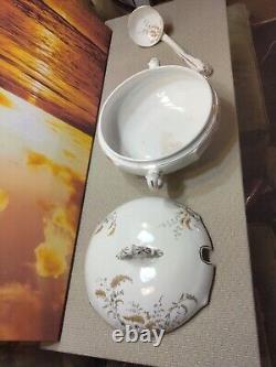 Antique 1880's Soup Tureen WithLid & Ladle 2 Twin, Smaller, Serving Dishes