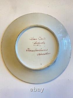 Antique 18th Century Chamberlains Worcester Porcelain Saucer Plate Dove Dale