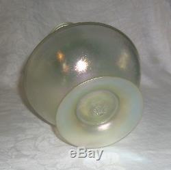Antique 1910 Steuben Art Glass Fred Carder 5162 Aqua Marine Iridescent Tumble Up