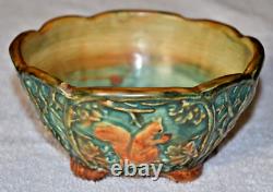 Antique 1920/30's Weller Art Pottery Woodcraft Footed Squirrel Bowl- Pristine