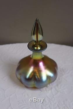 Antique 1920's Steuben Gold Aurene Perfume Bottle Signed & Numbered