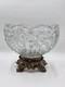 Antique 1960's L. E. Smith Crystal Punch Bowl With Ornate Gold Metal Base. VG Cond