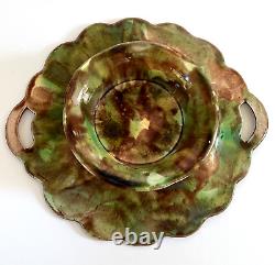 Antique 19th C Majolica Begonia Leaves Compote c1870s FREE SHIPPING WEEK