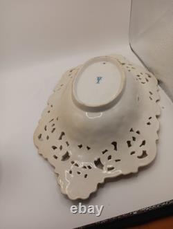 Antique 19th Century Meissen Porcelain Cobalt Blue & Gold Gilted Floral Bowl